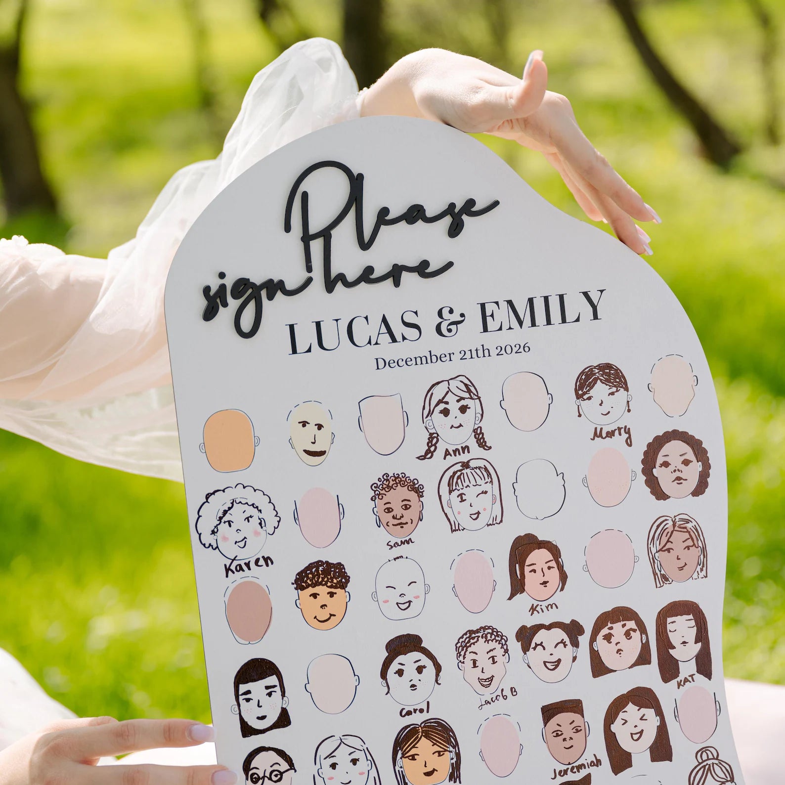 Personalized Wedding Guest Book Alternative with Faces: Draw Your Face Reception Game