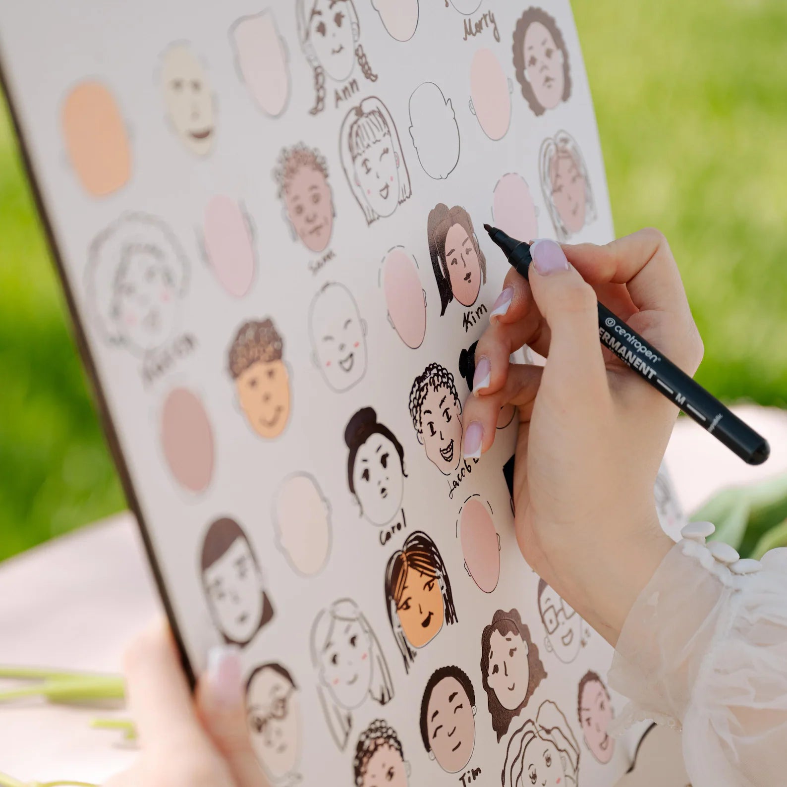 Personalized Wedding Guest Book Alternative with Faces: Draw Your Face Reception Game