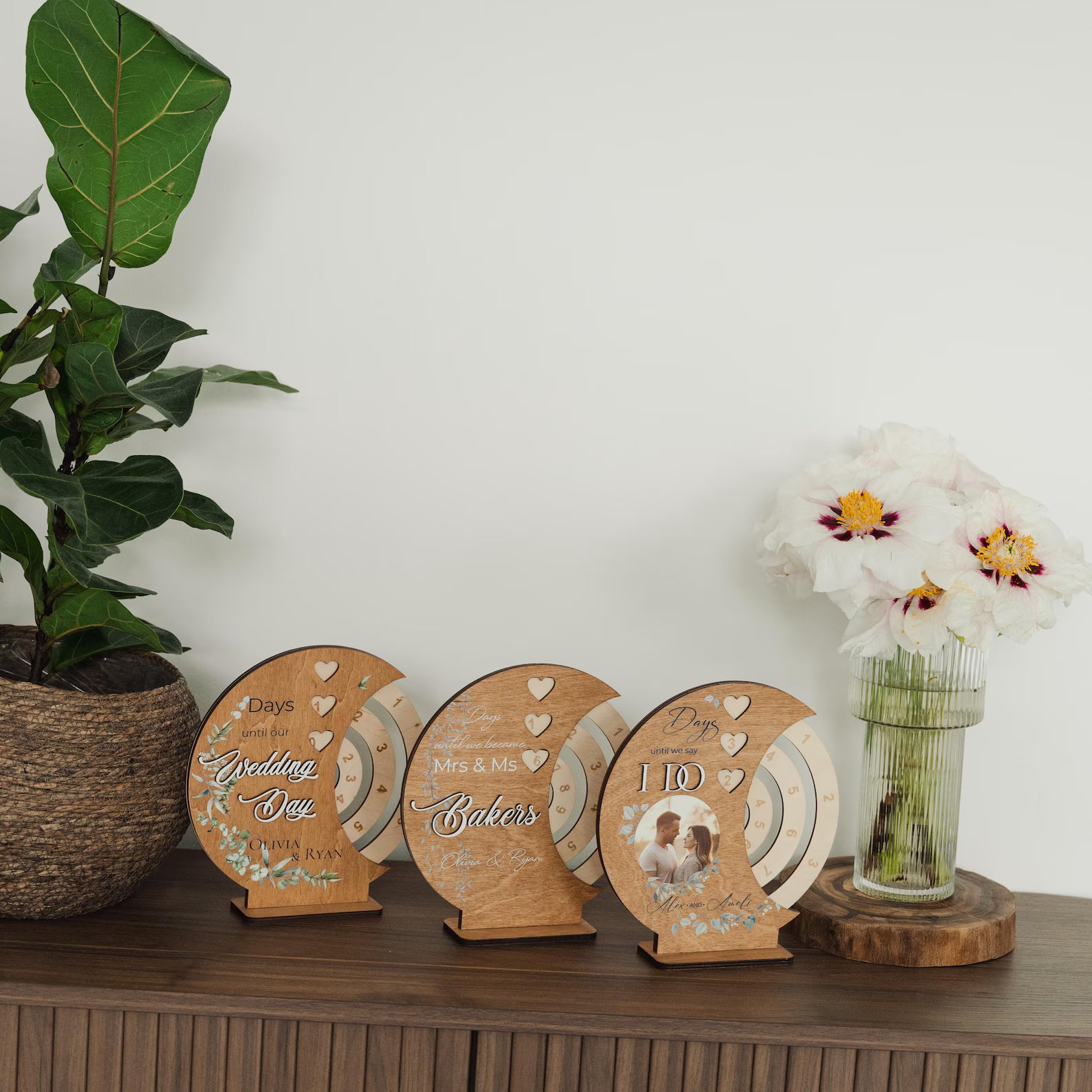 Personalized Wedding Countdown: Custom Photo, Rustic Wood Tracker