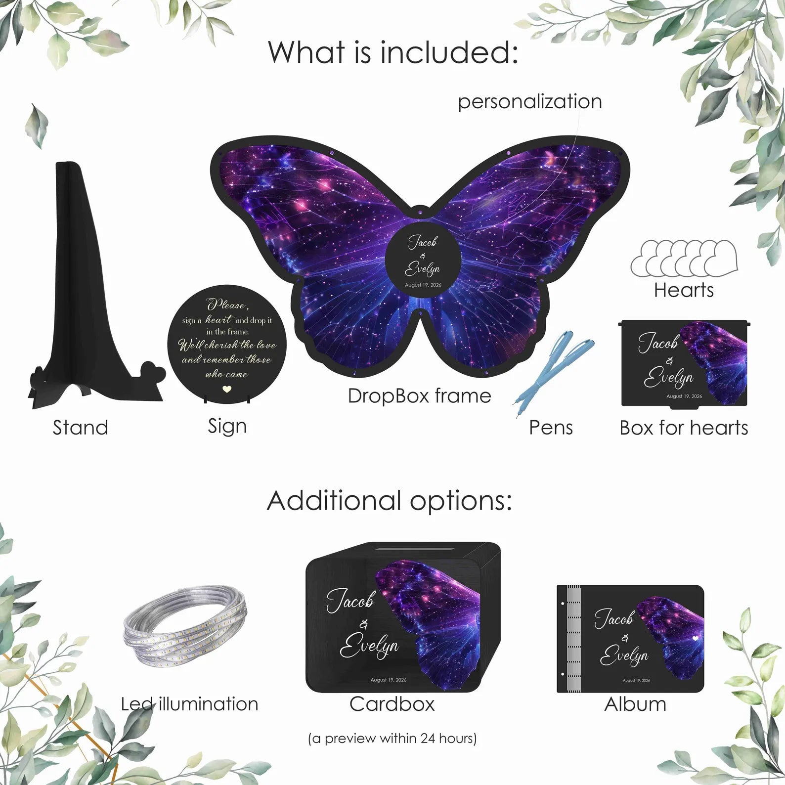 Butterfly Wedding Guest Book Alternative for Tropical Wedding