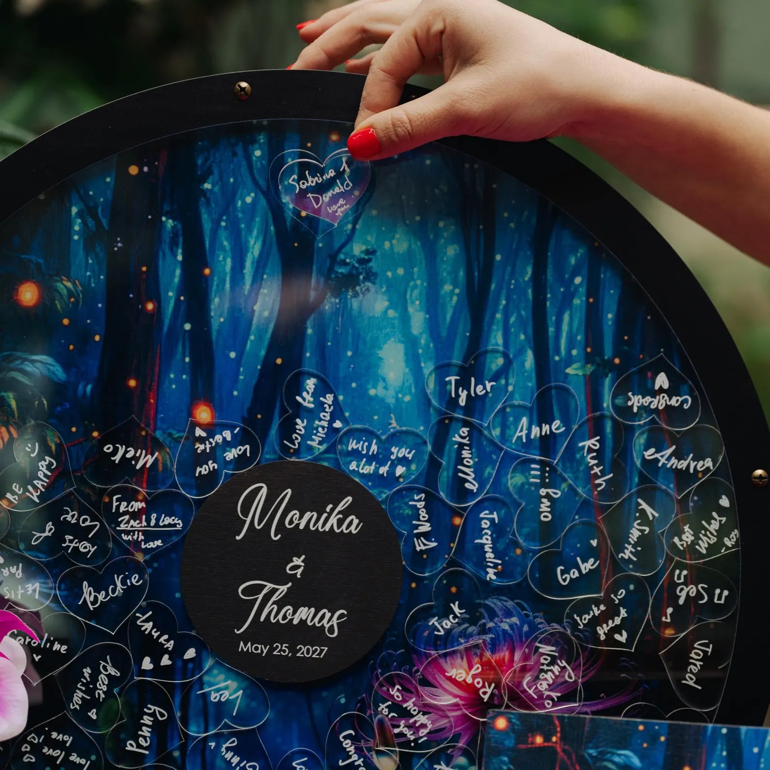 Alternative au livre d'or de mariage tropical personnalisé, panneau de mariage Drop Box