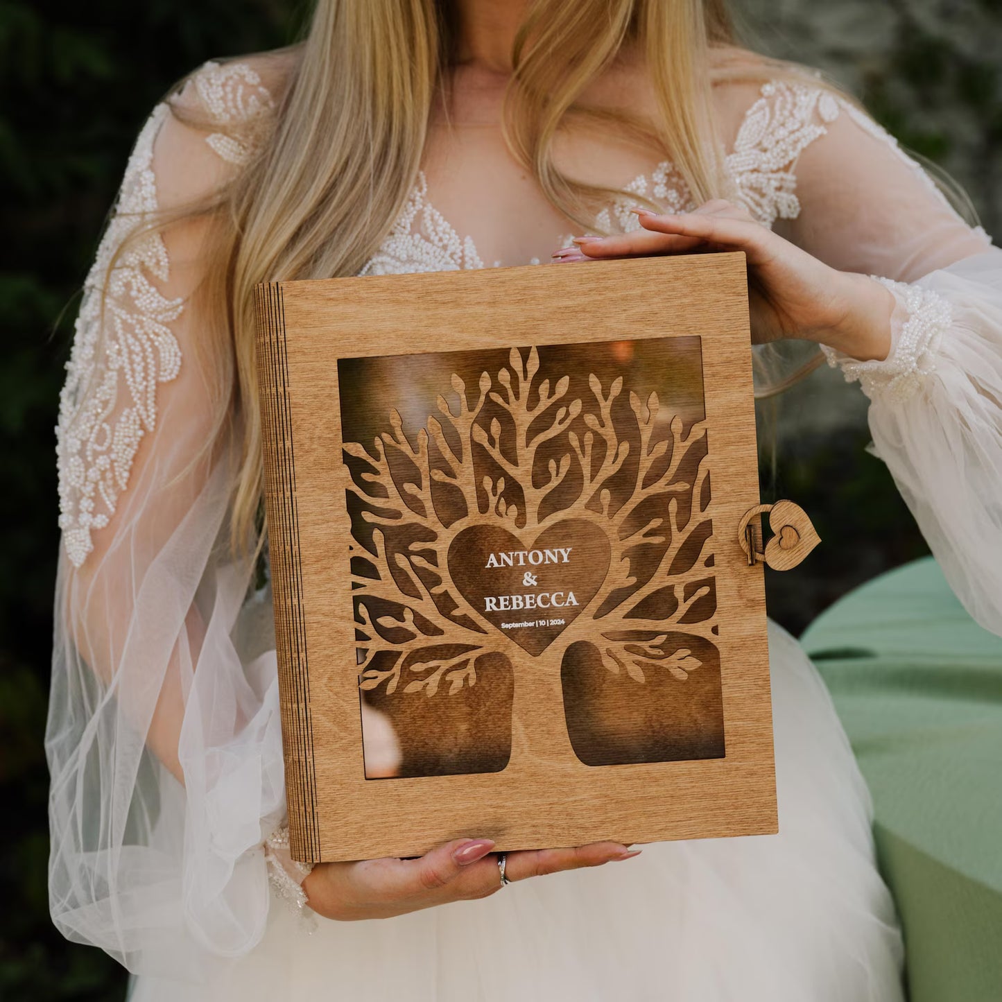 Custom Wedding Memory Box, Rustic Wedding Keepsake Book