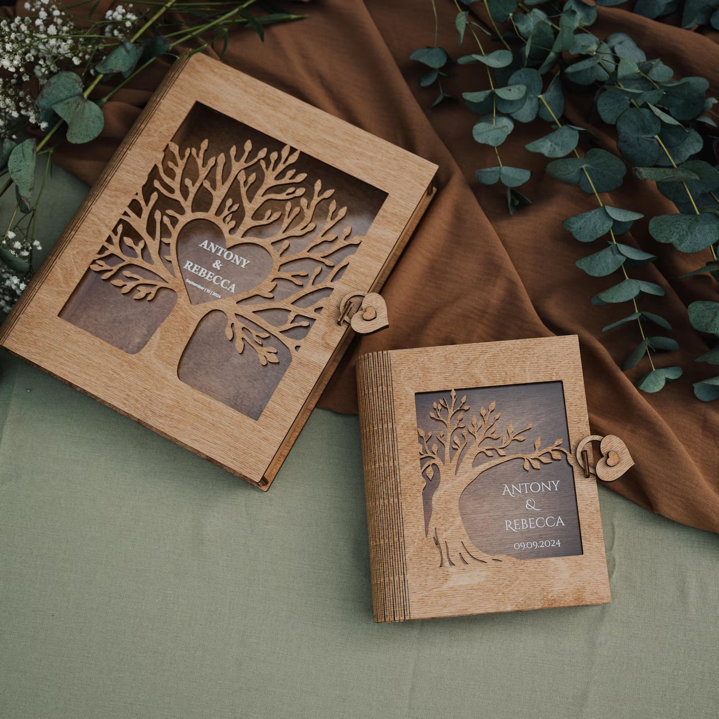 Custom Wedding Memory Box, Rustic Wedding Keepsake Book