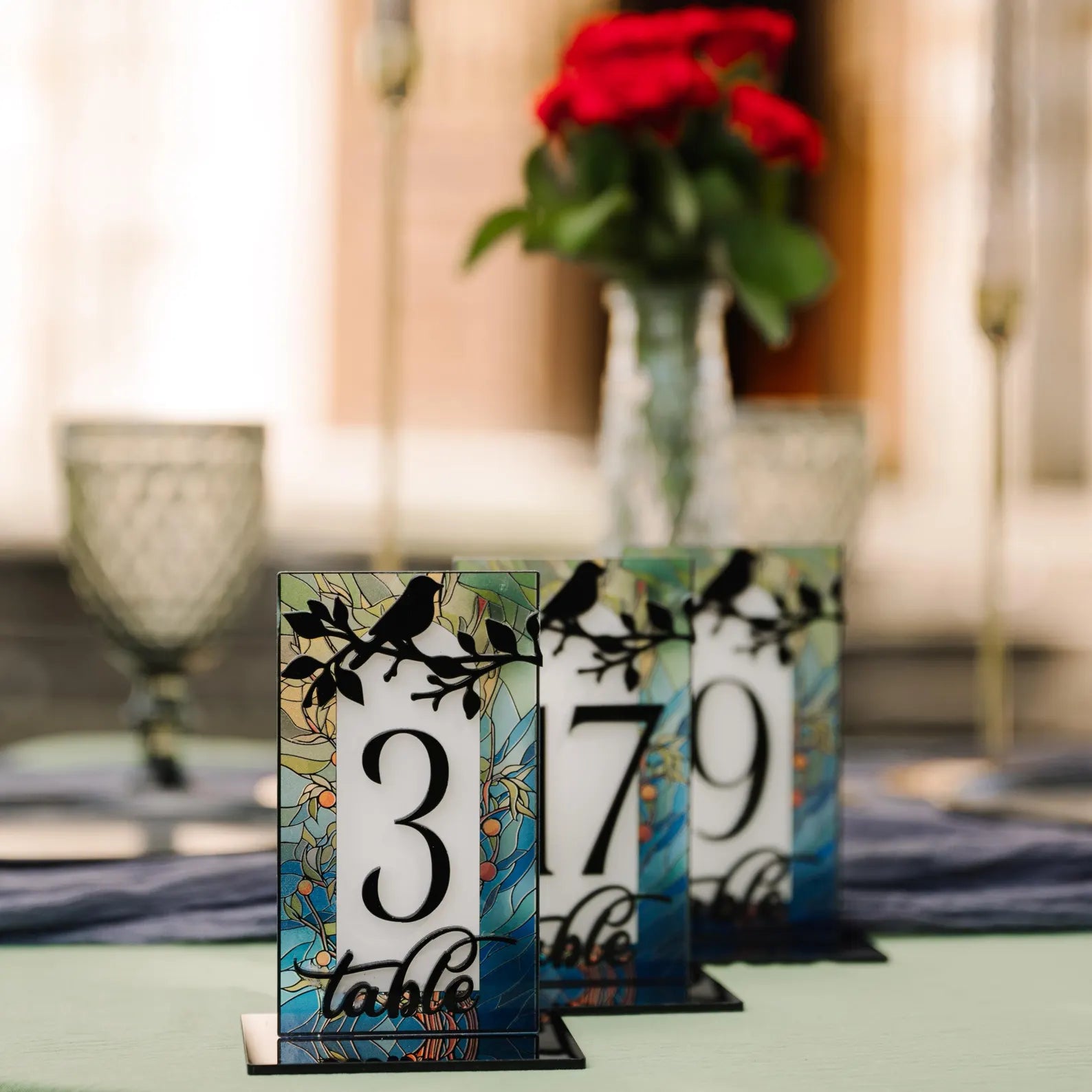 Stained Glass Style Wedding Table Numbers: Acrylic Medieval Wedding Decor