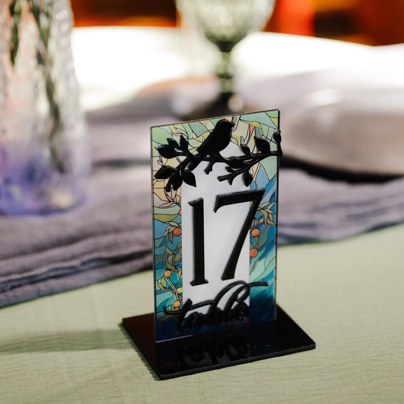 Stained Glass Style Wedding Table Numbers: Acrylic Medieval Wedding Decor