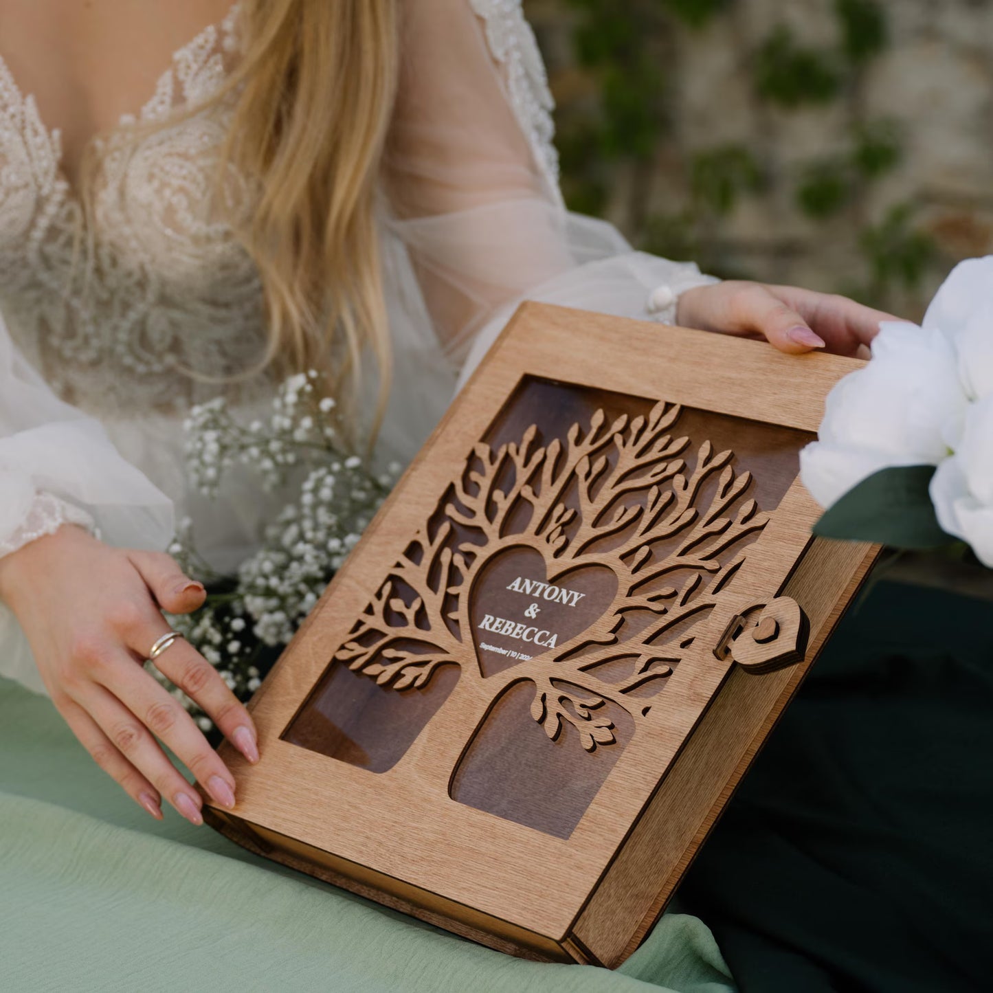 Custom Wedding Memory Box, Rustic Wedding Keepsake Book