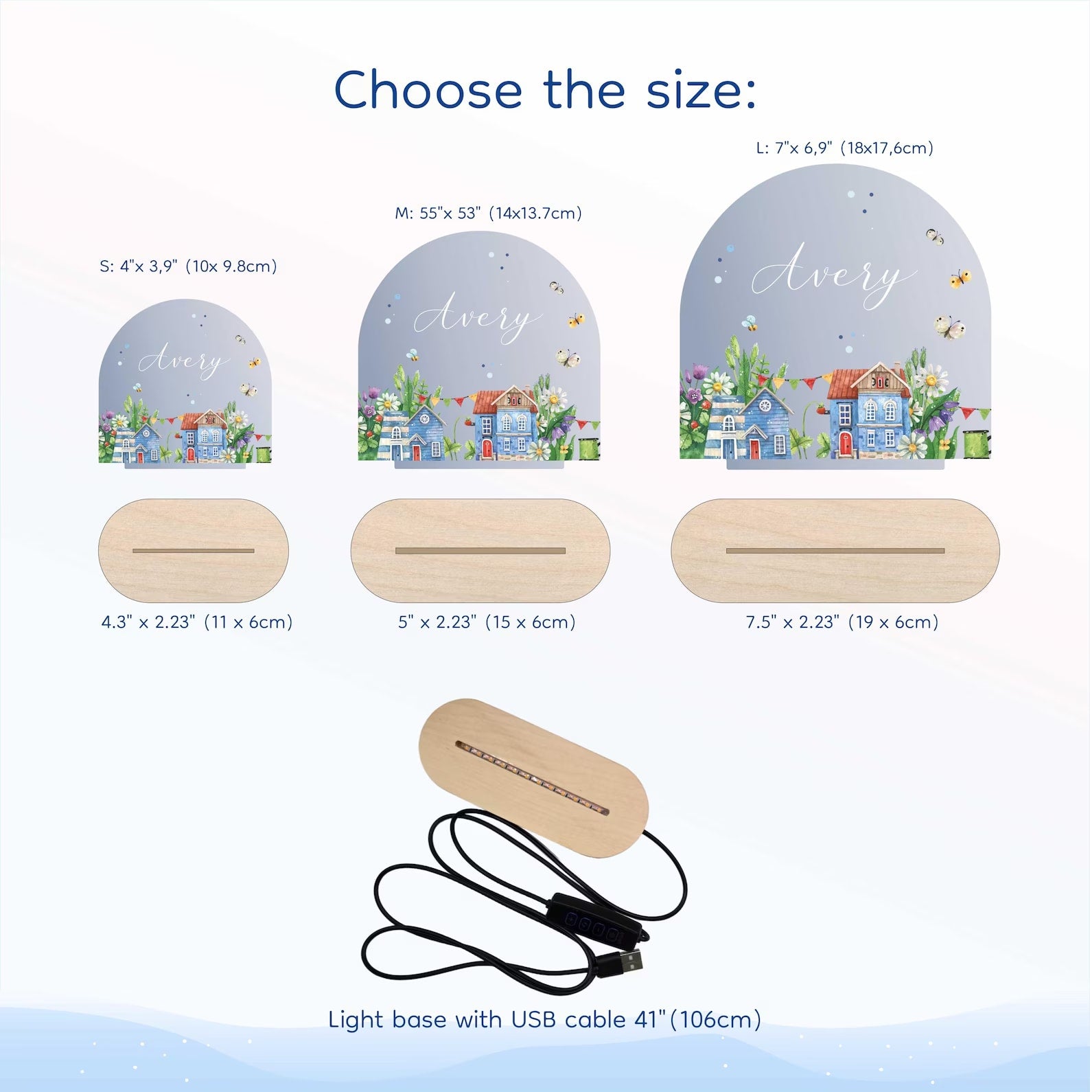 Custom Floral Night Light for Baby Girl Nursery Decor - Personalized Name Lamp