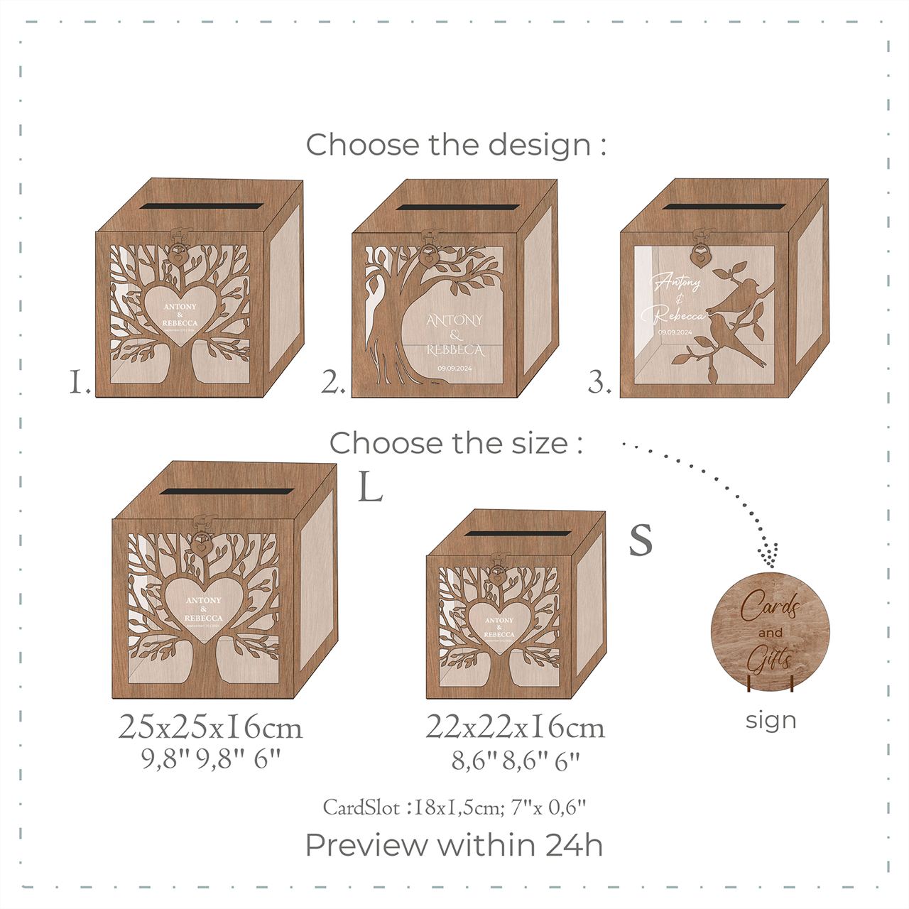 Personalized Family Tree Card Box for Wedding