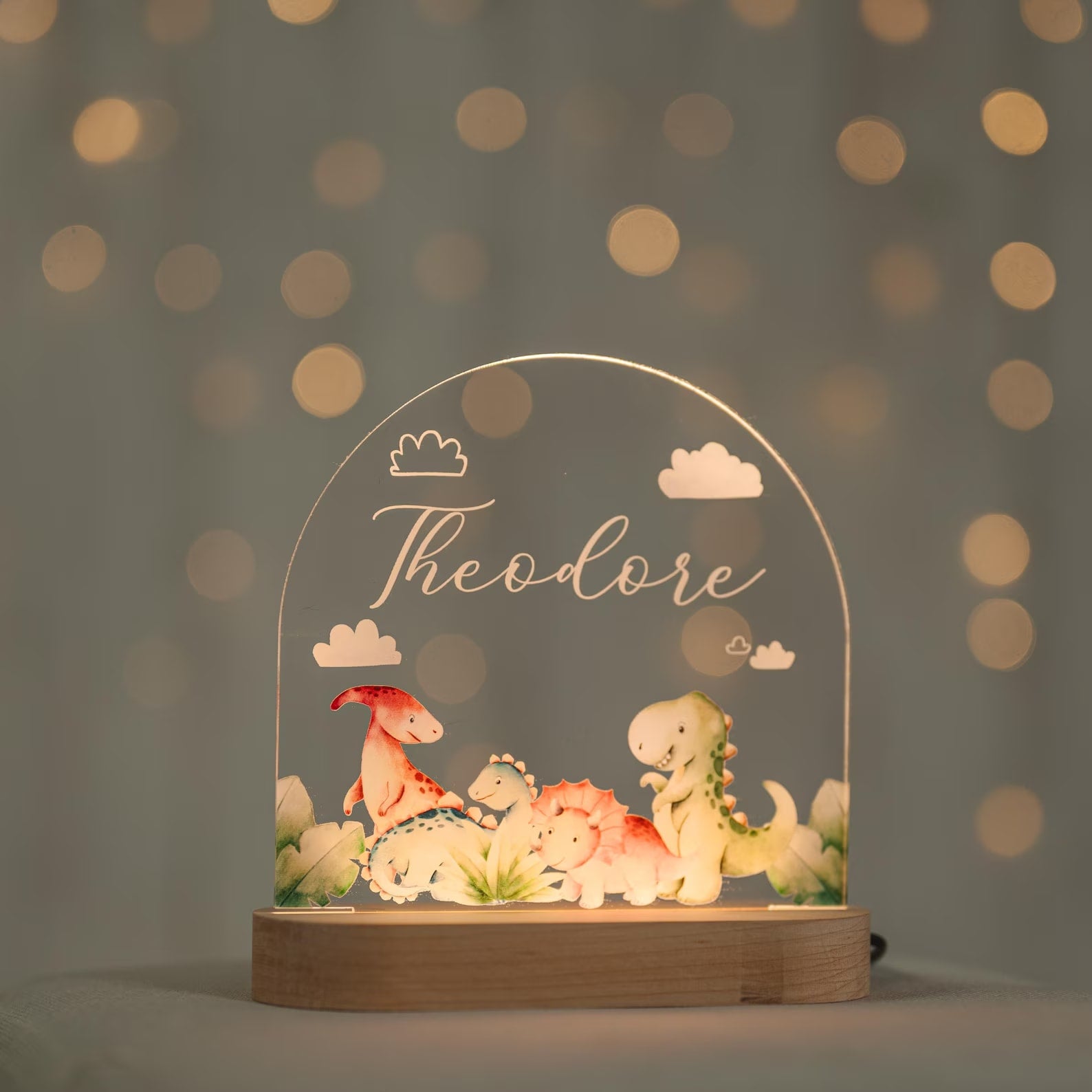 Custom Floral Night Light for Baby Girl Nursery Decor - Personalized Name Lamp